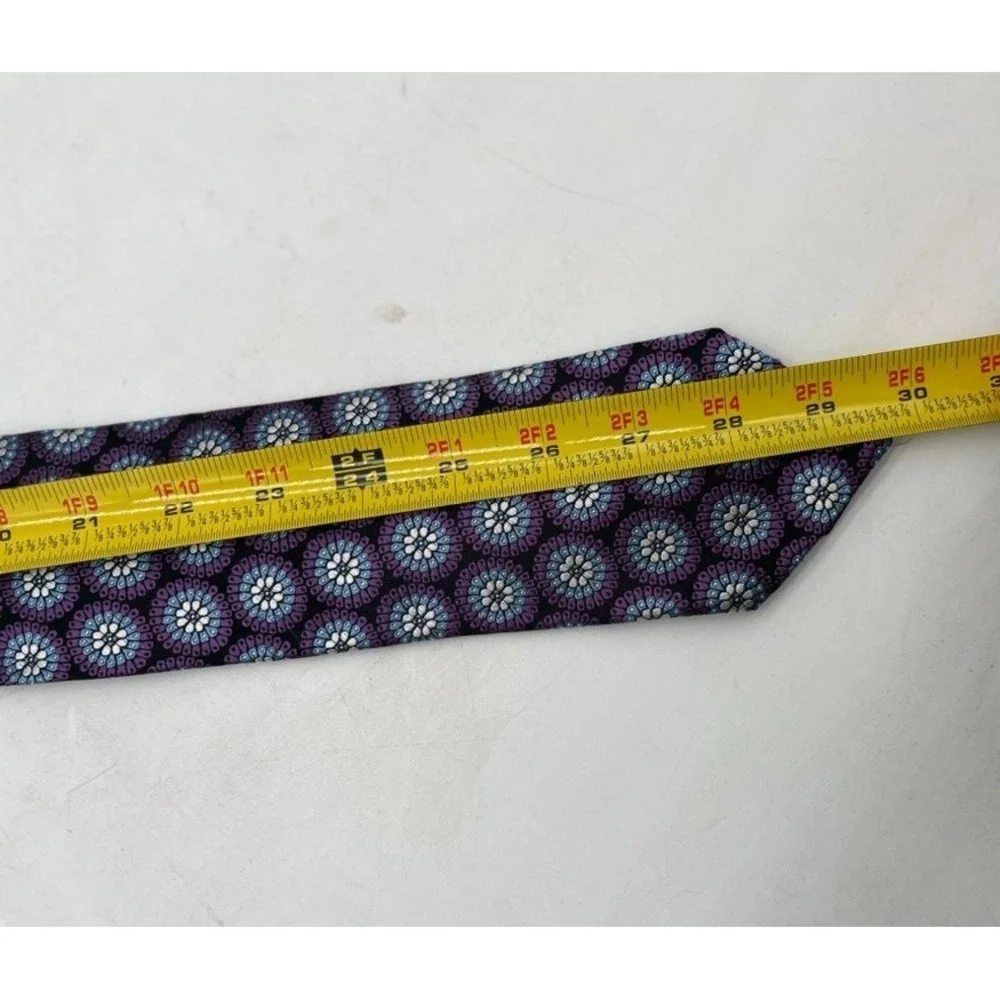 NWT Ermenegildo Zegna Silk Tie Purple BlueWhite Floral Made in Italy Size 59